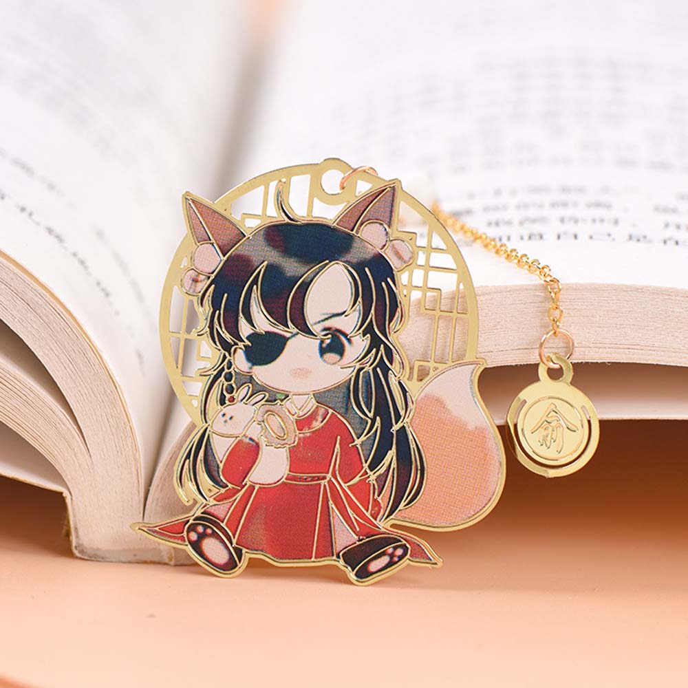 Vintage Hua Cheng Pendant Fringed Xie Lian Metal Tian Guan Ci Fu Bookmark Book Markers Stationery