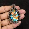 Spiny Oyster Copper Turquoise Pendant Gemstone Pendant Copper Wire Wrapped Pendant Copper Jewelry Handmade Designer Pendant Gift For Mother
