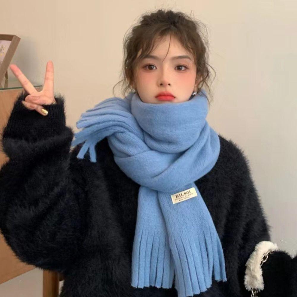 Warm Winter Cashmere Scarf Solid Color Shawl Wrap Fashion Long Tassel Scarves Women