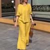 Summer Women's Fashion Solid Colour Loose Casual Trousers Two-piece Suit