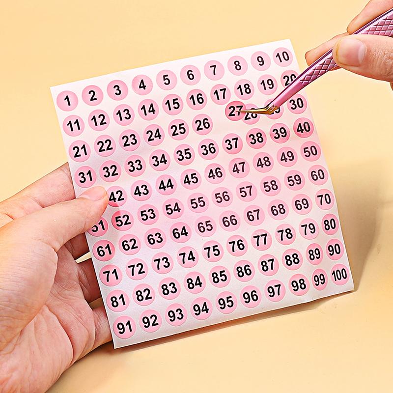 1 Sheets 1-100 Number Sticker Label For Nail Polish Color Gel Varnish Marking Numbering Digital Label Manicure Tool