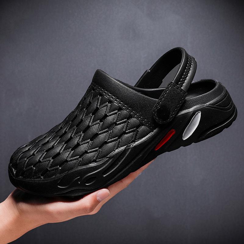 Slippers Men's Summer Korean Version Trendy Outdoor Wear Bag Head Cool Slippers Non-slip Thick Sole Large Size Beach Hole Shoes Men