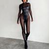 Women's Sexy Lingerie Party Splicing Mesh See-through Long Sleeve Sexy Bodysuit