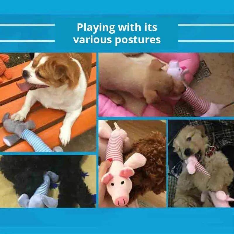 2 Pack Molar Dog Toy Plush Supplies Fit For All Puppy Pet Squeak Chew Toy Funny Durable Chew Elephant Duck Pig Toy Pets Supplies