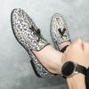 New Casual Leather Shoes Large Size Tassel Leopard Leather Shoes Men Loafers Flat Slip On Shoes Men Fashion British Style Loafers