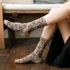 Winter Warm Flower Vintage Socks Women Korean Ins Fashion Kawaii Harajuku Mori Girl Socks Skarpetki Kobieta Femme Chaussettes