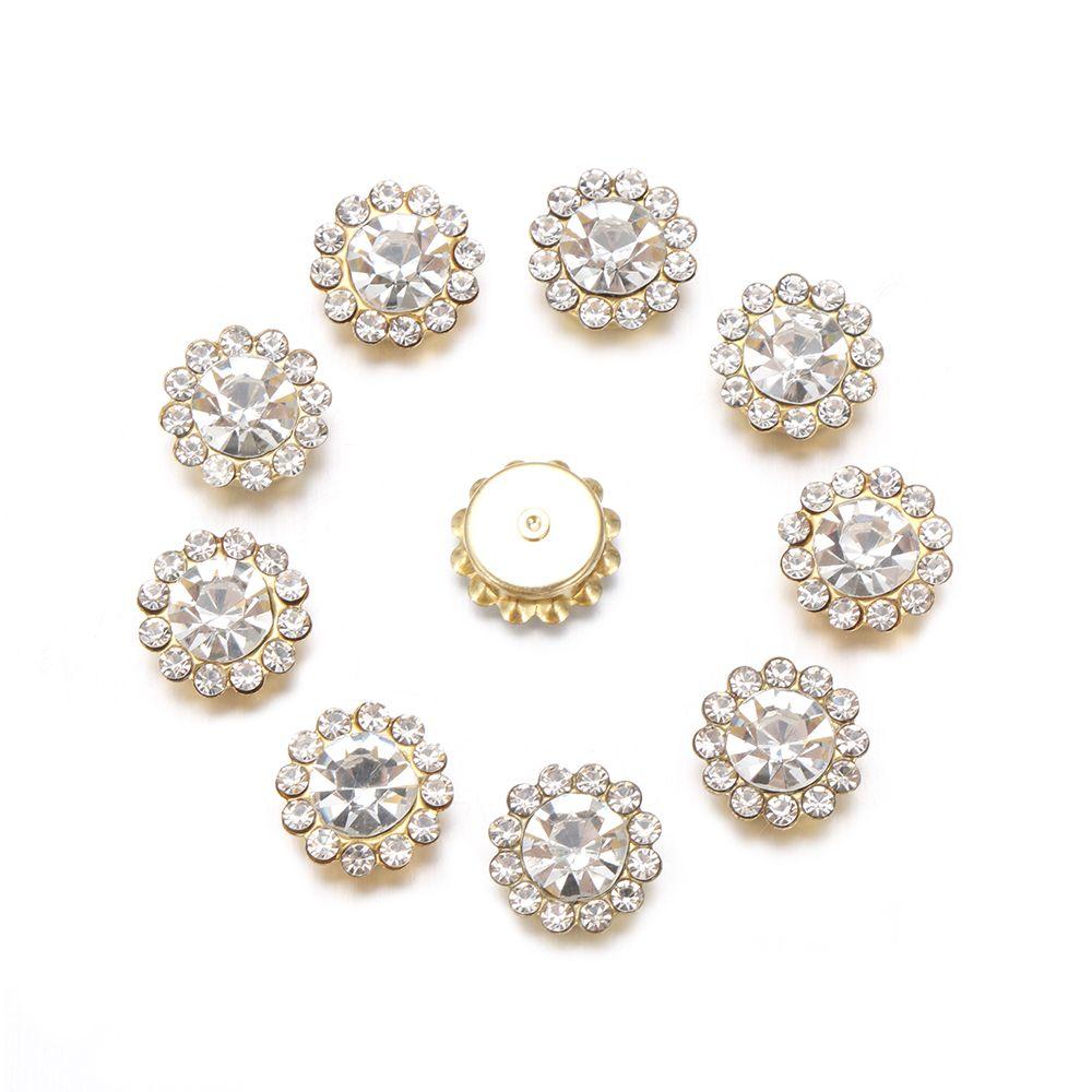 Apparel Sewing Sparkling Flower-shaped Clothes Decoration Rhinestone Buttons Crystal Glass Stone
