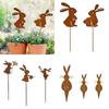 Rusty Stake Rabbit Statue Rusted Rabbit Shaped Figurines Plant for Indoor and Outdoor Sculpture Decors