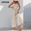 Summer Women's Jumpsuit High Waist Tie Wide Leg Pants Range Patchwork Ethnic Style Casual Pant