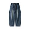 Autumn and Winter New Loose Elastic Waist Drawstring Denim Trousers Wide-leg Trousers
