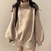 Winter Casual Knitting Long Sleeve Solid Color Baggy Pullovers Korean Fashion Women Chic Turtleneck Warm Sexy Sweater