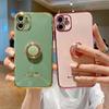 Bling Finger Ring Clock Toy Plating Solid Color Bumper Phone Case For iPhone 14 Samsung Xiaomi Huawei Stand Holder Cute Silicone Shockproof Back Cover