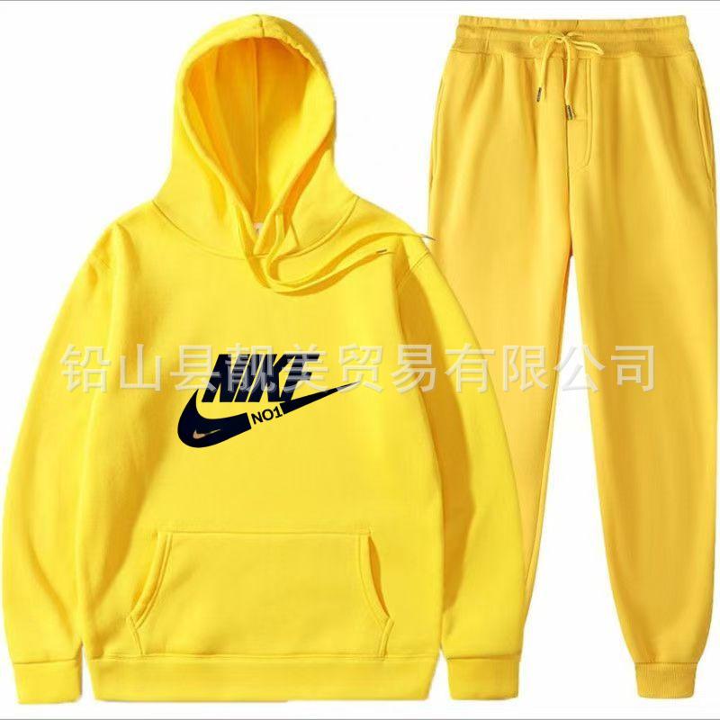 Unisex Solid Color Hooded Sweatshirt Set - Casual Spring/Autumn Two-Piece Tracksuit 2025