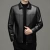 Autumn New PU Washed Leather Men's Leather Jacket Fashionable Lapel Korean Style Middle-aged Thin Leather Jacket for Men