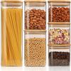 Food Storage Containers with Airtight Bamboo Lids Set of 6, Clear Glass Canister Food Jar with Sealing Lid Kitchen Pantry Storage Container