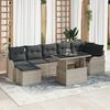 VidaXL 8-Piece Garden Sofa Set with Light Grey Cushions Poly Rattan 3357245