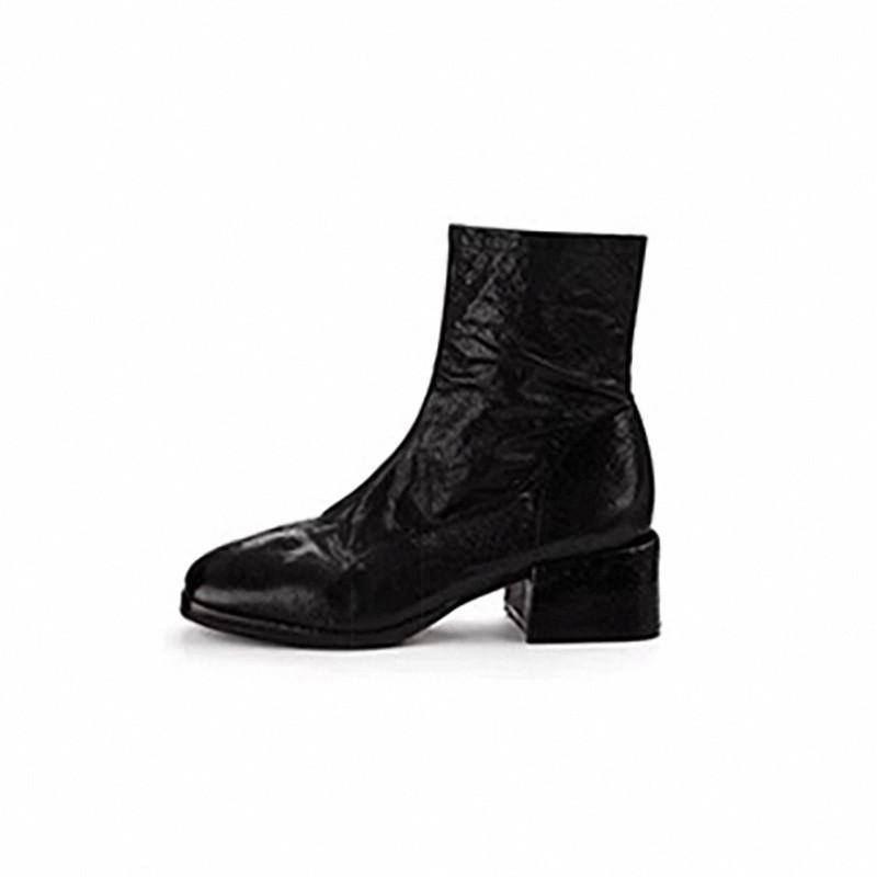 Cowhide~ Short Boots Women's Brown Korean Small Ankle Boots Martin Boots Chelsea Skinny Boots Women's French High Heels Autumn and Winter