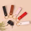 Creative Minimalist PU Leather Keychain: Solid Color Car Anti-Lost Pendant and Bag Accessory