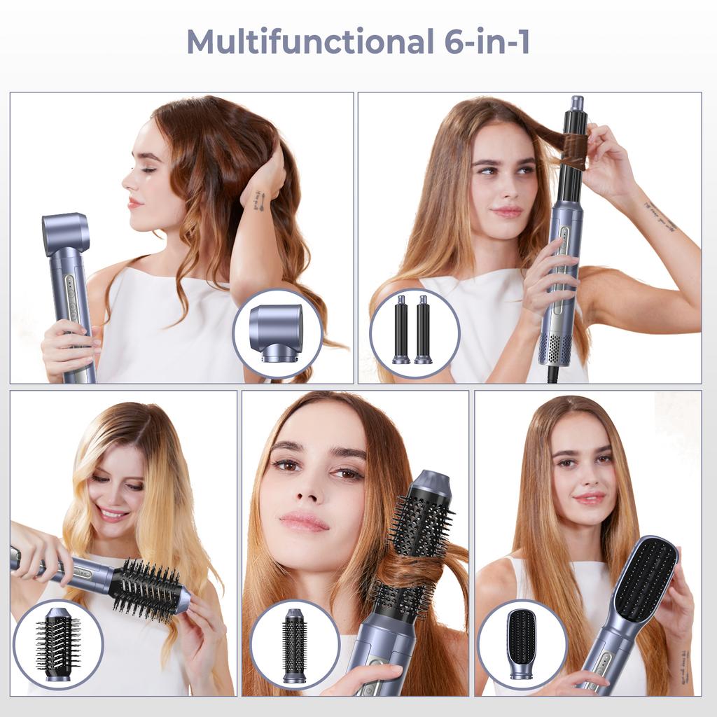 Professional Hair Dryer Brush 110000RPM Brushless Blow Dryer 6 In 1 Hair Styler Ionic Hot Air Brush Automatic Hair Curling Iron