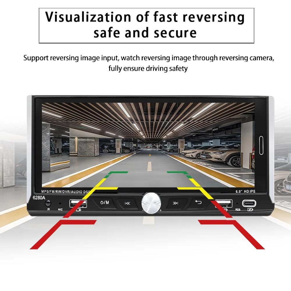 6.9'' Touch Screen 1Din Universal Car Radio Wireless Carplay Android Auto Smart Multimedia Player Wifi Navigation GPS FM Stereo