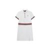 Fitted Half-Zip Fashion Knit Dress With Stripe Details Women Dresses White F11W021310FWT
