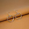 E371 Harajuku Geometric Heart-shaped Gold Love Earrings - Soft Cute Dangle Jewelry