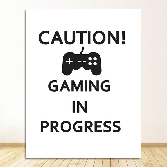 Black and White Posters, Teenage Boy Bedroom Decoration, Game Quotes, Art Canvases, Painting Pictures, Game Room Wall Decoration