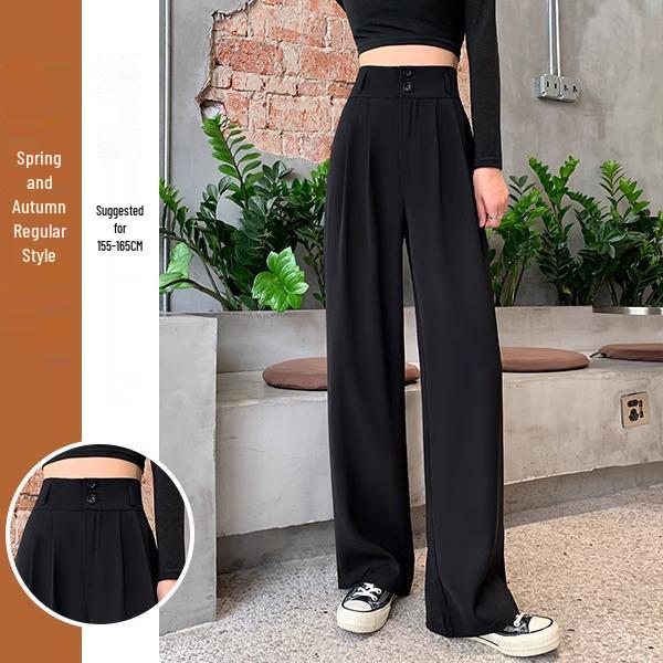Women's Fleece-Lined Slim-Fit Wide-Leg Pants: High-Waisted, Sleek, and Stylish for Spring/Autumn