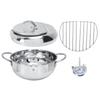 28cm Japanese Tempura Deep Fryer Pot 201 Stainless Steel Frying Pot with Thermometer Oil Filter