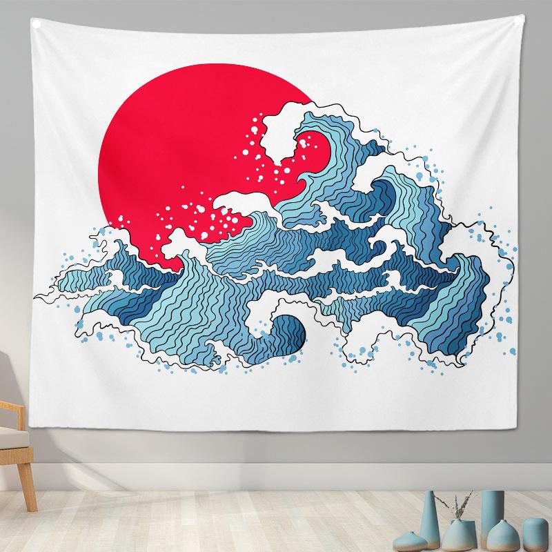 Home Decoration Japanese Ukiyo-e Tapestry Kanagawa Surf Hanging Cloth Wine Shop    Painting