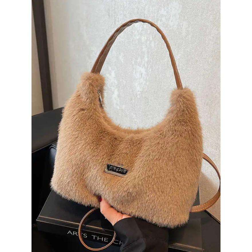 Fashion Faux Fur Women Crossbody Bags Autumn Winter Trendy Furry Shoulder Bag Lady Daily Commuter Handbags