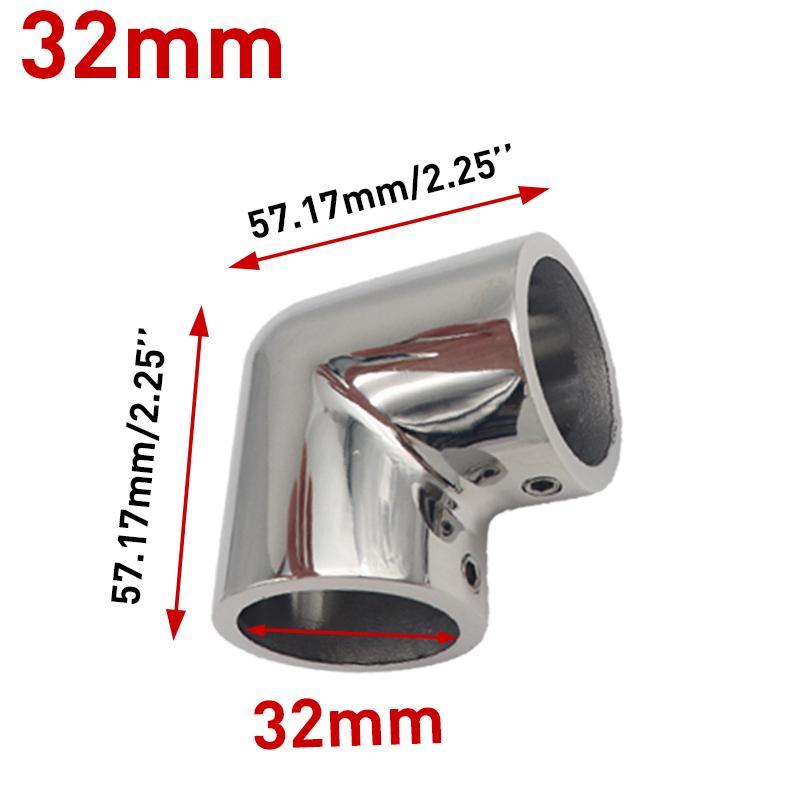 2PCS 22/25/30/32mm 2 Way Boat Hand Rail Fitting 316 Stainless Steel 90 Degree Elbow Pipe Connector for Marine Yacht Boat Accessories