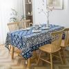 Blue and White Porcelain Patterned Rectangular Tablecloth Chinese Style Floral Table Cover Cotton Dustproof Tabletop Cover