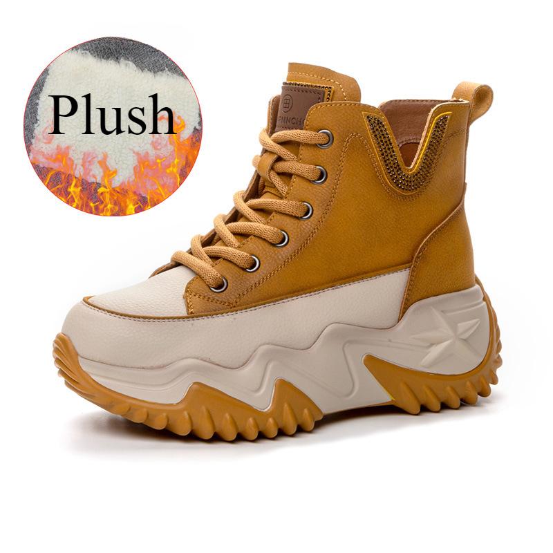 Leather Inner Height Increase Dad Shoes Women's Sports and Leisure Shoes Versatile Thick-soled Medium-top Women's Shoes