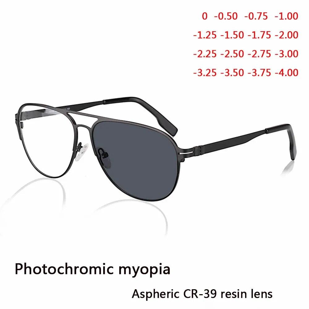 Sunglasses Finished Men Women Myopia Eyeglasses Frame with CR39 Sun Photochromism Gray Lens Prescription Myopia Eyewear