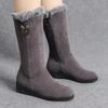 Versatile Snow Boots, Women's Shoes, Fleece Thickened Mid-calf Boots, Wedge Heels, Anti-slip and Warm Cotton Boots