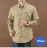 Men's Casual Loose-Fit Long-Sleeve Shirt - Solid Color, Large Size, Autumn Workwear with Pocket