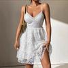 Women Clothes European and American Lace Patchwork V-neck Backless Sling Sexy Dresses for Women