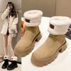 Fashion 2024 Winter New Women's Ankle Boots Thickened Fleece Lining Thickened Retro Style Non-slip Cotton Shoes Versatile