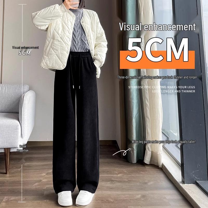 Women's Slim-Fit Petite Fleece-Lined Chenille Wide-Leg Pants - Winter 2023