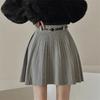 Half Length Women's College Style Pleated Skirt American Spicy Girl Short High Waist Kintted Skirts