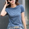 Летняя Свободная Приталенная Свободная Футболка с Коротким Рукавом и Круглым Вырезом из 95% Хлопка Женская Майка Футболки Женские
