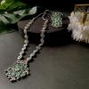 Ethnic Silver Oxidised Peacock Feather Ghungroo Long Necklace Jewellery Set For Women/Girls
