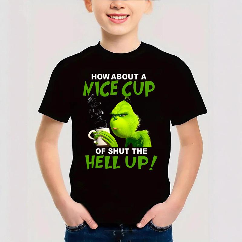 Летний топ с круглым вырезом и 3D-принтом на рождественскую тематику, модная повседневная футболка с коротким рукавом для детей и мальчиков