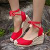 Fashion Ankle Lace Up Wedges Sandals Women Summer Closed Toe Espadrille Platform Sandles Woman High Heels Gladiator Sandalias Mujer 43