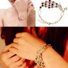 Women's Vintage Colorful Rhinestone Peacock Bird Chain Bangle Bracelet Jewelry