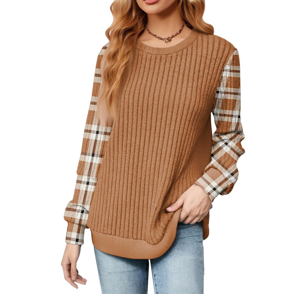 Fashionable Women's Long Sleeved Lightweight Sweater Loose Round Neck Top