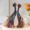 Home Decor Nordic Graffiti Art Oil Painting Cat Decoration Resin Abstract Ornament Figurines Bedroom Desktop Porch Cat Sculpture