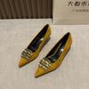 2025 Autumn and Winter New Fashion Versatile Pointed Heel Shallow Mouth Single Shoes Women's Metal Buckle Temperament High Heel Women's Shoes