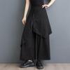 Black Plus Size Vintage High Waist Casual Loose Summer Wide Leg Skirts Pants Women Trousers